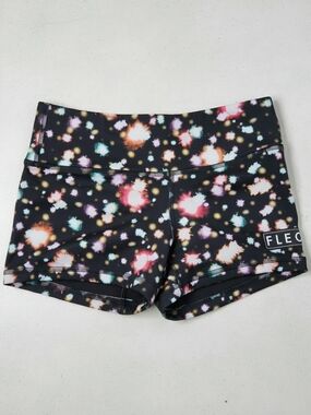 FLEO Women's Black Multicolor Splatter Print Workout Shorts